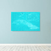 Blauwe Cuba-kaart Canvas Afdruk (Insitu (Houten vloer))