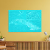 Blauwe Cuba-kaart Canvas Afdruk (Insitu (Woonkamer))