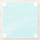 Blauwe Cuba-kaart Glazen Onderzetter (Achterkant)