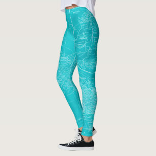 Blauwe Cuba-kaart Leggings