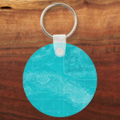 Blauwe Cuba-kaart Sleutelhanger (Voorkant)