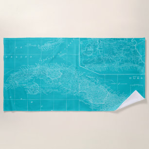 Blauwe Cuba-kaart Strandlaken
