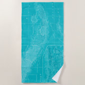 Blauwe Cuba-kaart Strandlaken (Voorkant)