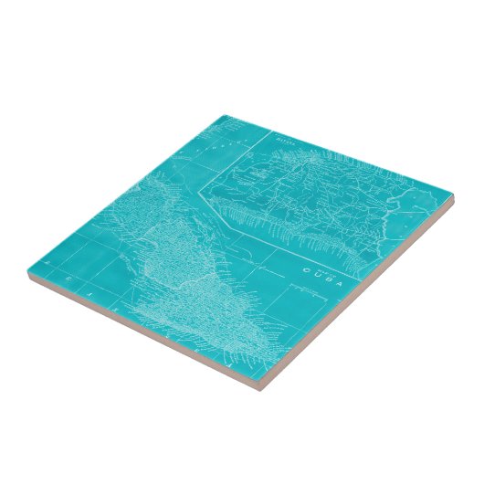 Blauwe Cuba-kaart Tegeltje (Zijkant)