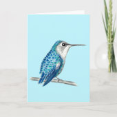 Blauwe Cubaanse Bijenkolibrie Illustratie Kaart (Voorkant)