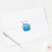 Blauwe Cupcake Dank Je Wel Vierkante Sticker (Envelop)