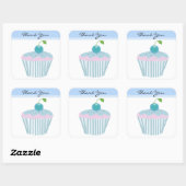 Blauwe Cupcake Dank Je Wel Vierkante Sticker (Vel)