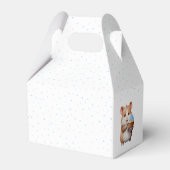 Blauwe cupcake hamster, knabbel & giechelen verjaa bedankdoosjes (Achterkant)