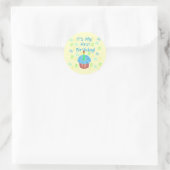 Blauwe Cupcake met Kaars Eerste Verjaardag Ronde Sticker (Tas)