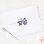 Blauwe Cupcake met Kers erop Dank Je Ronde Sticker (Envelop)