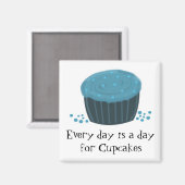 Blauwe Cupcake met Mooie Tekst Magneet (Voorkant / Achterkant)