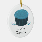 Blauwe Cupcake met Sprinkels Keramisch Ornament (Rechts)