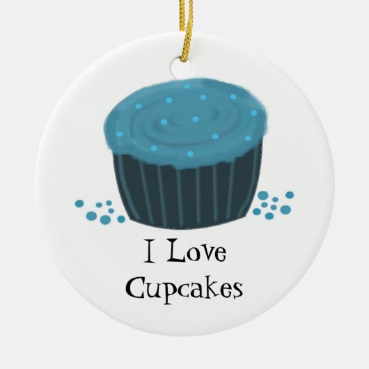 Blauwe Cupcake met Sprinkels Keramisch Ornament (Voorkant)