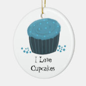 Blauwe Cupcake met Sprinkels Keramisch Ornament (Links)