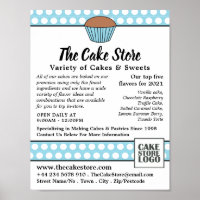 Blauwe Cupcake & Polka Dot, Cake Store Adverteren