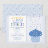 Blauwe Cupcake Sprinkles Baby Sprinkle Uitnodiging (Voorkant / Achterkant)