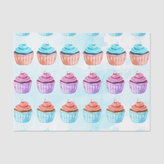 Blauwe Cupcake Tissuepapier (Voorkant)