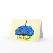 Blauwe Cupcake Verjaardag Dank Je Kaarten