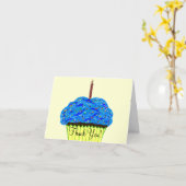 Blauwe Cupcake Verjaardag Dank Je Kaarten (Gele Bloem)