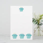 Blauwe Cupcakes Briefpapier (Staand voorkant)