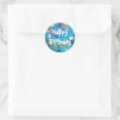 Blauwe Cupcakes 'Happy Birthday' witte sticker (Tas)