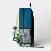 Blauwe curven bedrukte rugzak (Rechts)