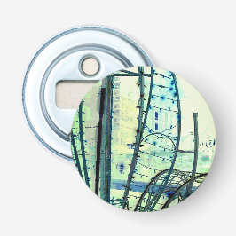 Blauwe curven button flesopener