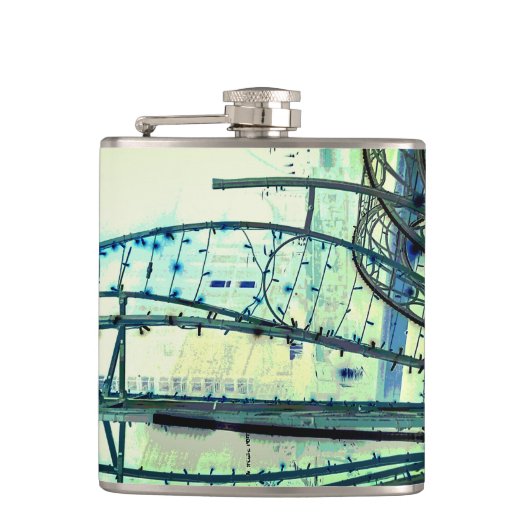 Blauwe curven heupfles (Voorkant)