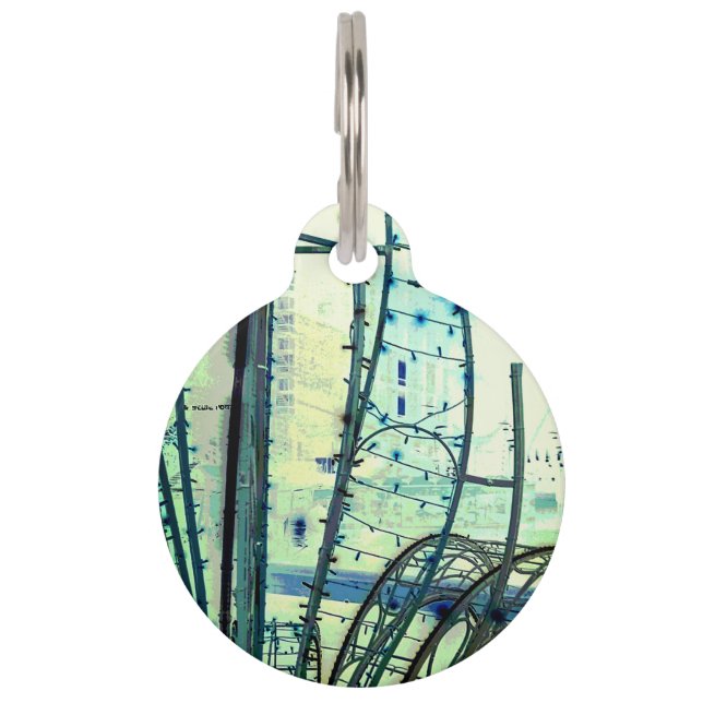 Blauwe curven huisdierpenning (Voorkant)