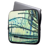 Blauwe curven laptop sleeve (Voorkant Links)