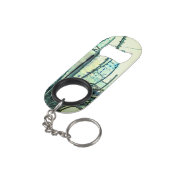 Blauwe curven mini flessenopener (Achterkant Gekanteld)