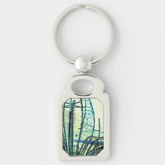 Blauwe curven sleutelhanger (Voorkant)