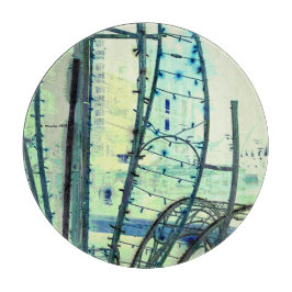 Blauwe curven snijplank