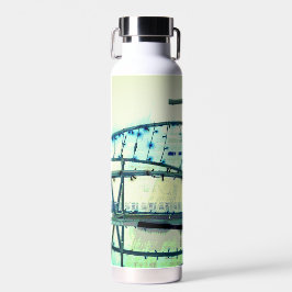 Blauwe curven waterfles