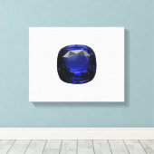 Blauwe Cushion-cut Saffier Canvas Afdruk (Insitu (Houten vloer))