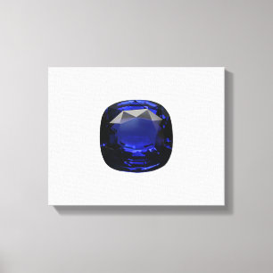 Blauwe Cushion-cut Saffier Canvas Afdruk