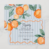Blauwe Cutie Pastel Citrus Bruids Registry Insert Informatiekaartje (Voorkant / Achterkant)