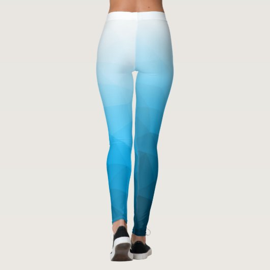 Blauwe cyaan aqua Gradient Geometry Mesh Patroon N Leggings (Achterkant)