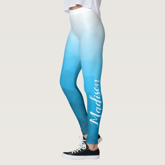 Blauwe cyaan aqua Gradient Geometry Mesh Patroon N Leggings (Links)
