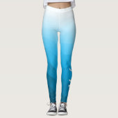 Blauwe cyaan aqua Gradient Geometry Mesh Patroon N Leggings (Voorkant)