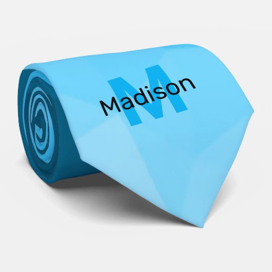 Blauwe cyaan gradiënt geometrie mesh patroon Monog Stropdas (Opgerold)