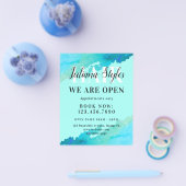 Blauwe cyaan marmeren haarstylist flyer (Enkel)