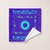 Blauwe Cyaan Royal Blue iriserende kleur Art Print Bad Handdoek (Wasdoekje)