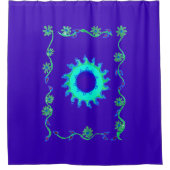 Blauwe Cyaan Royal Blue iriserende kleur Art Print Douchegordijn (Voorkant)