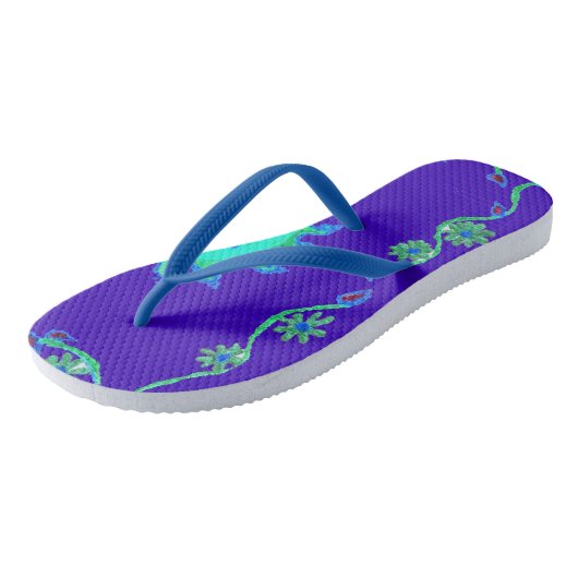 Blauwe Cyaan Royal Blue iriserende kleur Art Print Teenslippers (Schuin)