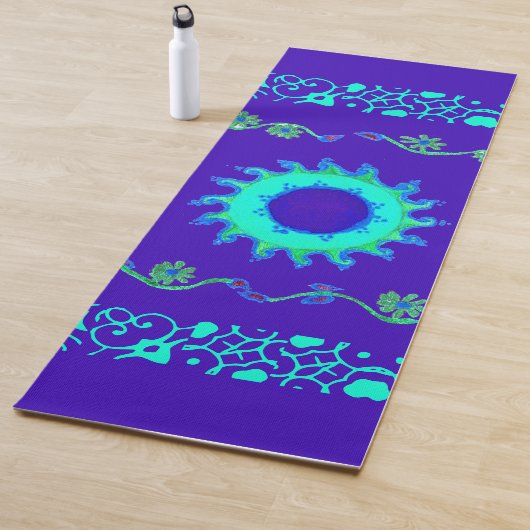 Blauwe Cyaan Royal Blue iriserende kleur Art Print Yogamat (In situ)