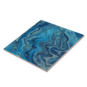 Blauwe cyaan witte marmer Acrylafbraak Tegeltje (Zijkant)