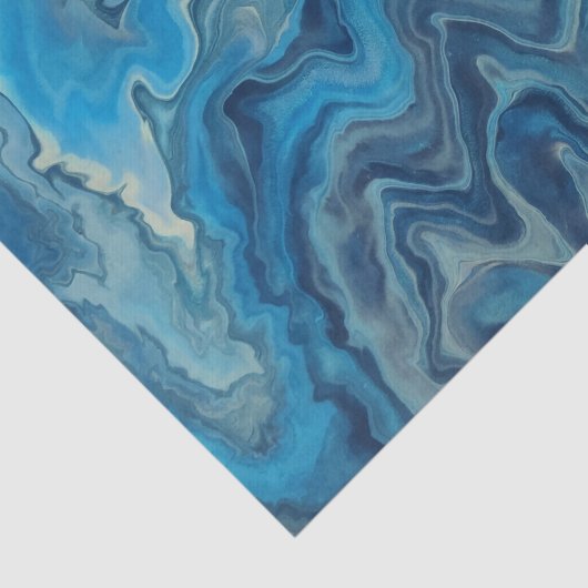 Blauwe cyaan witte marmer Acrylafbraak Tissuepapier (Detail)