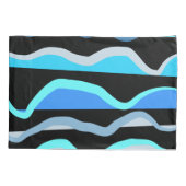 Blauwe cyaan zwarte golven nautische strand huis m kussensloop (Achterkant)