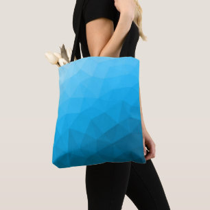 Blauwe cyaangradiëntgeometrische maaswijdte drieho tote bag